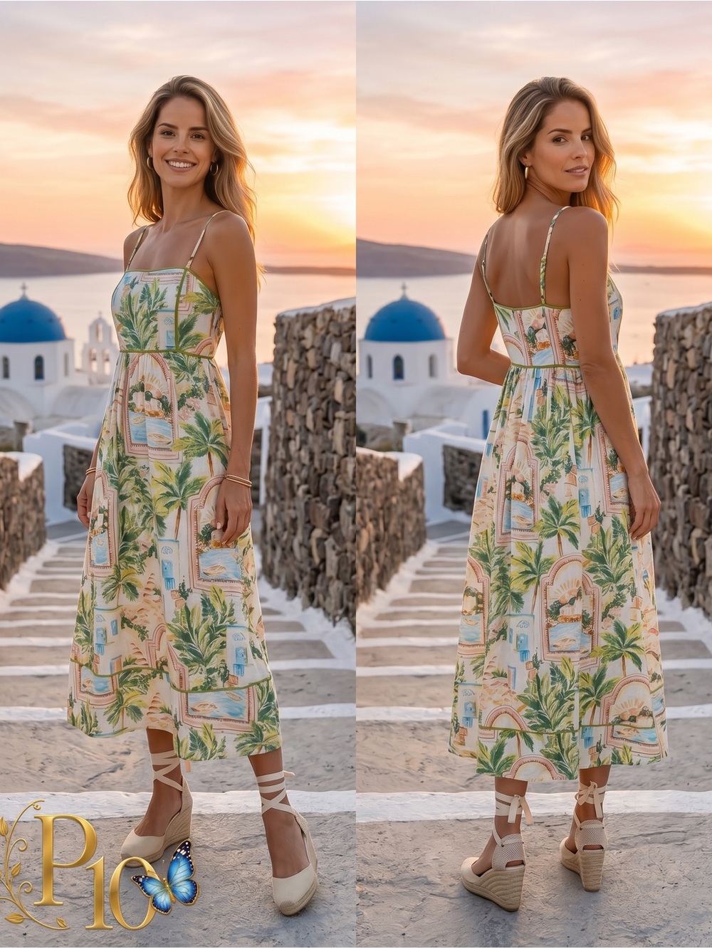 The Good Journey Tropical Palm Midi Dress with Pockets NWT Size 4